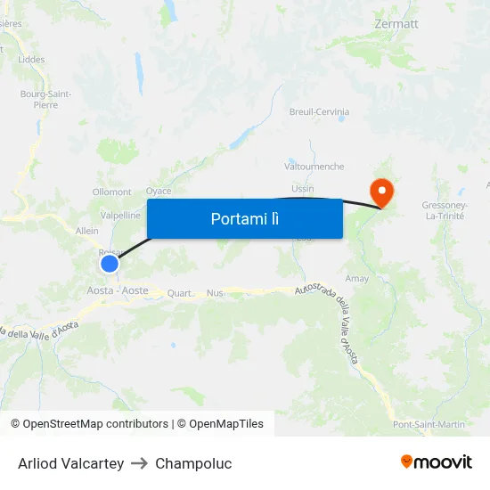 Arliod Valcartey to Champoluc map