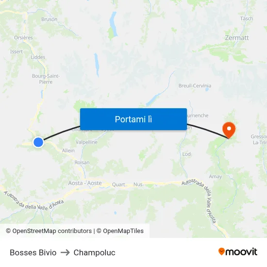 Bosses Bivio to Champoluc map