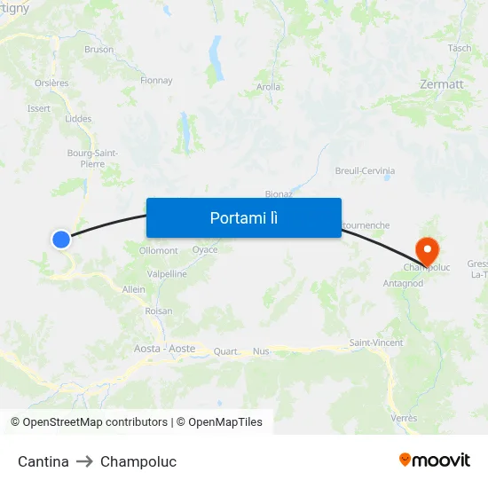 Cantina to Champoluc map
