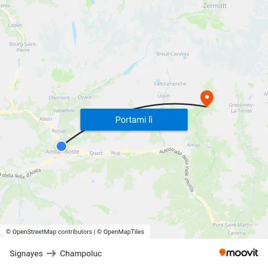 Signayes to Champoluc map