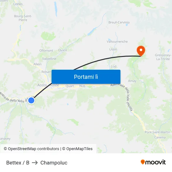 Bettex / B to Champoluc map