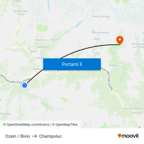Ozein / Bivio to Champoluc map