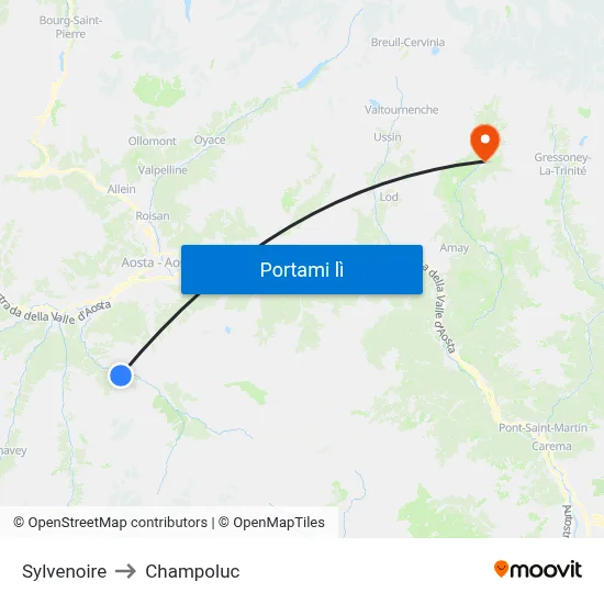Sylvenoire to Champoluc map