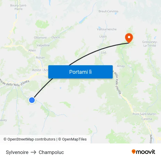 Sylvenoire to Champoluc map