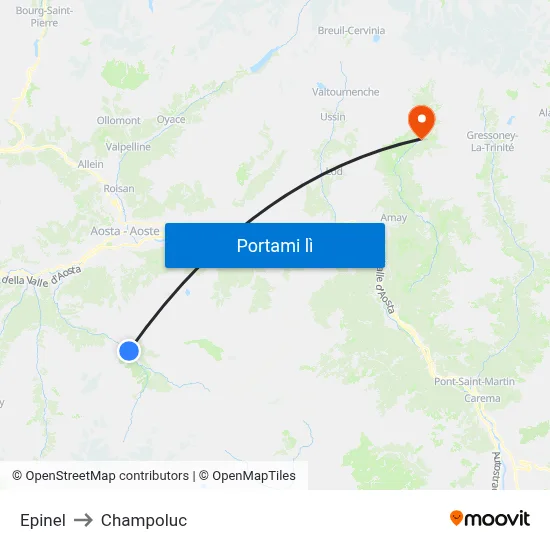 Epinel to Champoluc map