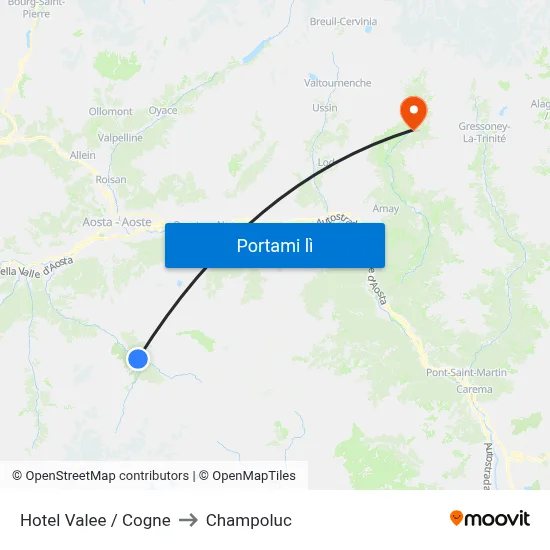 Hotel Valee / Cogne to Champoluc map