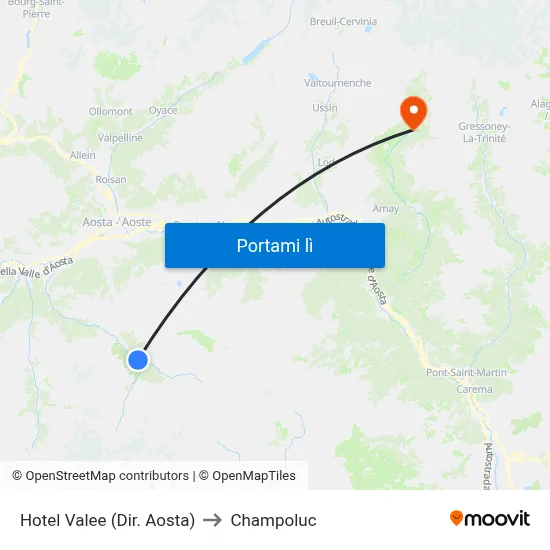 Hotel Valee (Dir. Aosta) to Champoluc map