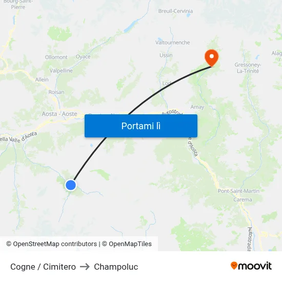 Cogne / Cimitero to Champoluc map