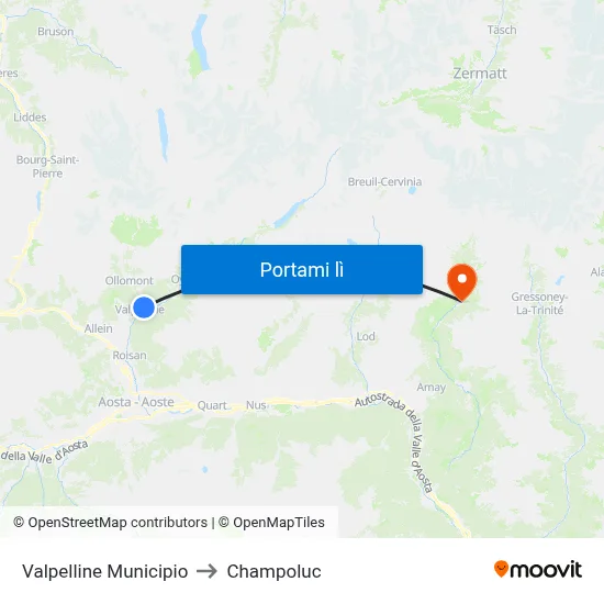 Valpelline Municipio to Champoluc map