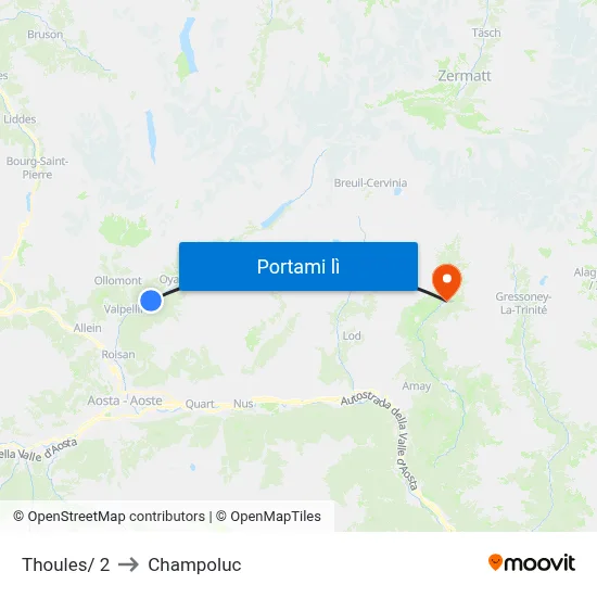 Thoules/ 2 to Champoluc map