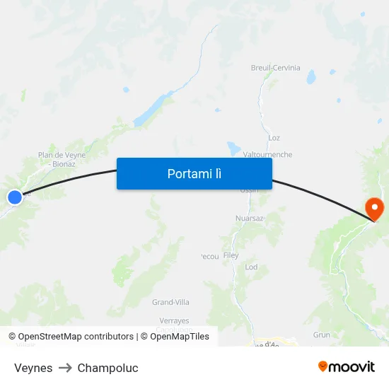 Veynes to Champoluc map