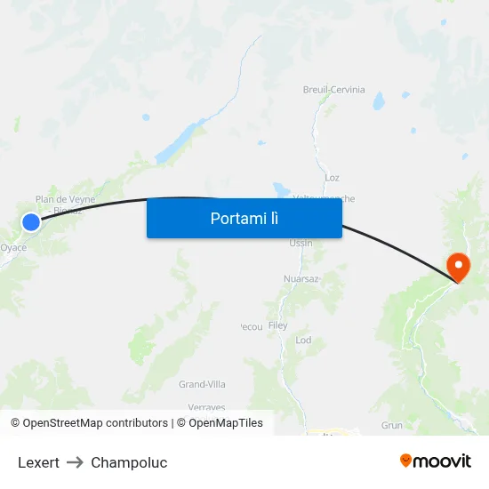 Lexert to Champoluc map