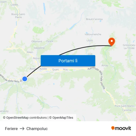 Feriere to Champoluc map