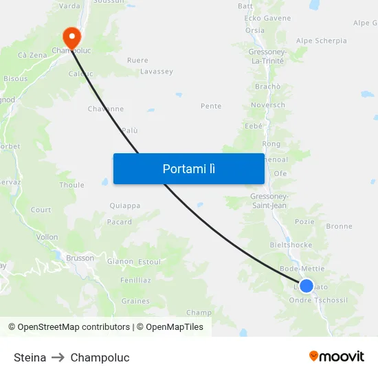 Steina to Champoluc map