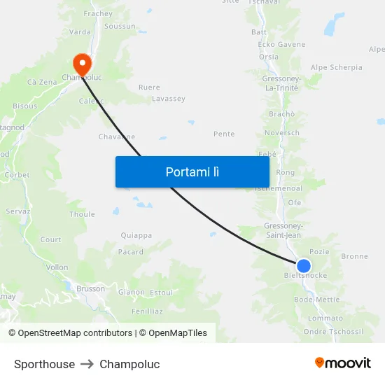 Sporthouse to Champoluc map