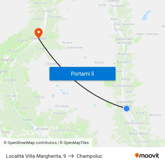 Località Villa Margherita, 9 to Champoluc map