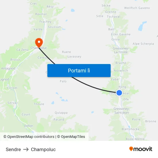 Sendre to Champoluc map