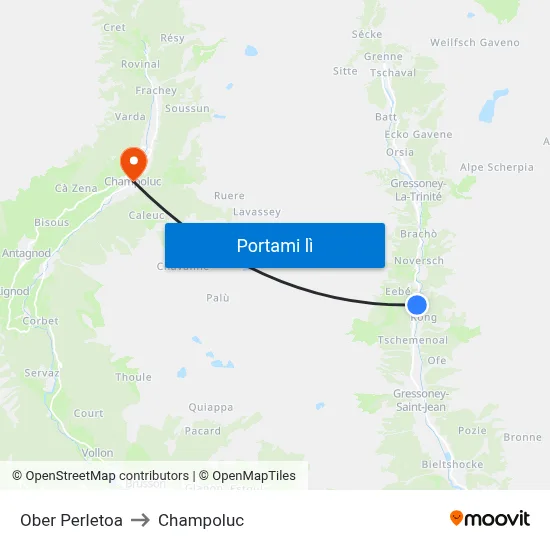 Ober Perletoa to Champoluc map