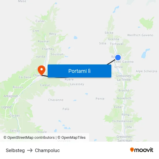 Selbsteg to Champoluc map
