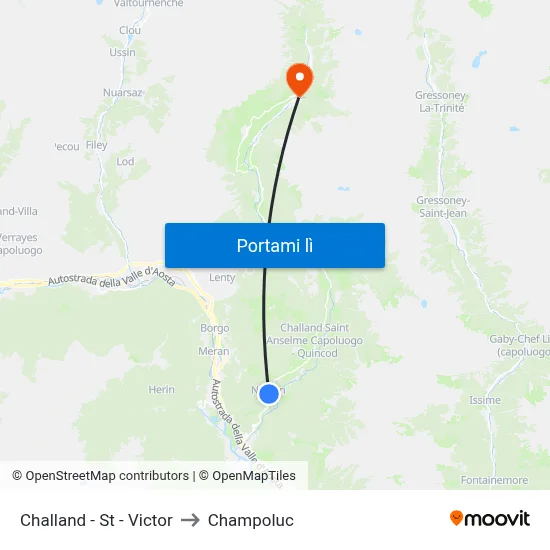 Challand - St - Victor to Champoluc map