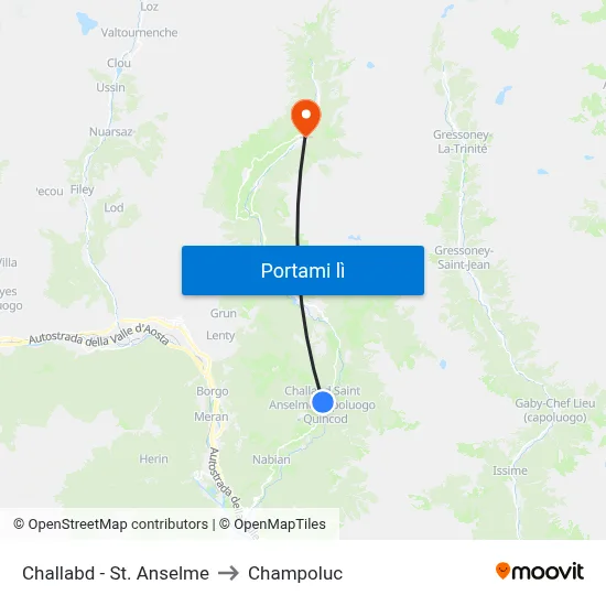 Challabd - St. Anselme to Champoluc map