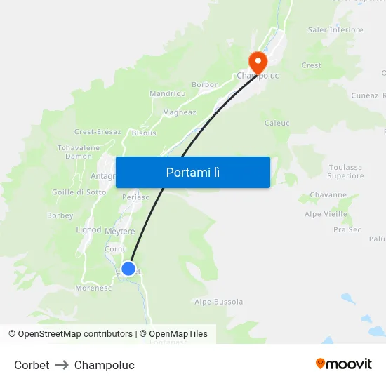 Corbet to Champoluc map