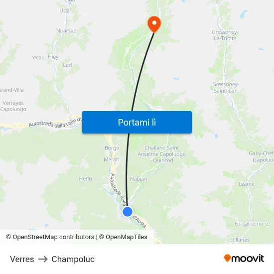 Verres to Champoluc map