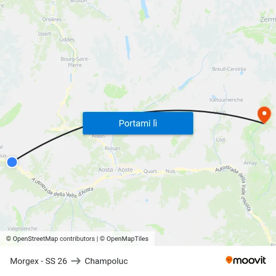 Morgex - SS 26 to Champoluc map