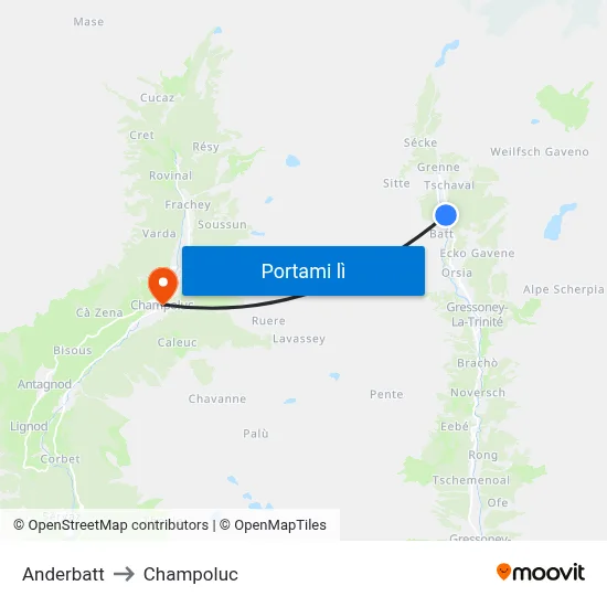 Anderbatt to Champoluc map