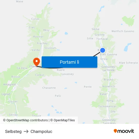 Selbsteg to Champoluc map