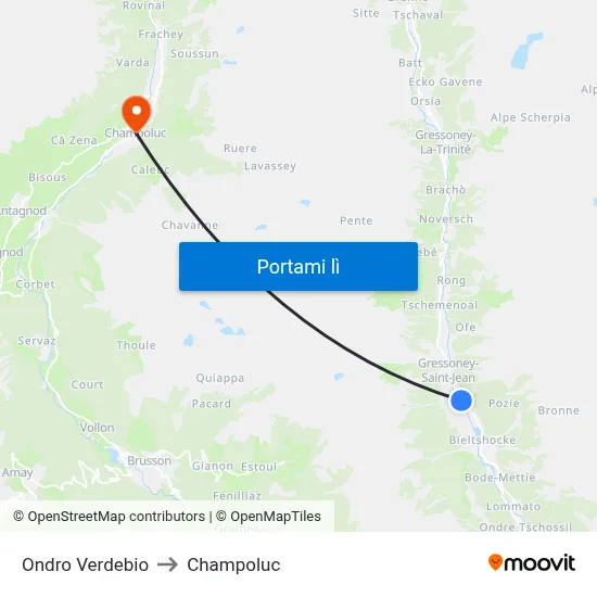 Ondro Verdebio to Champoluc map