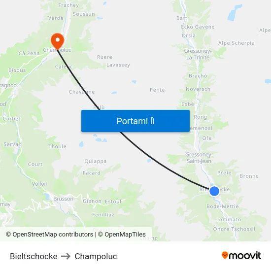 Bieltschocke to Champoluc map