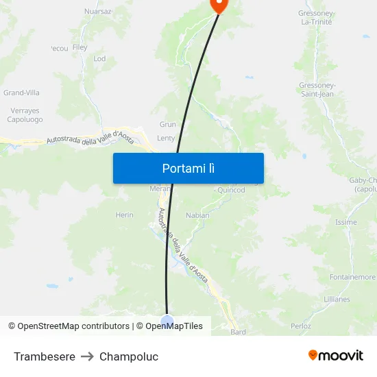 Trambesere to Champoluc map