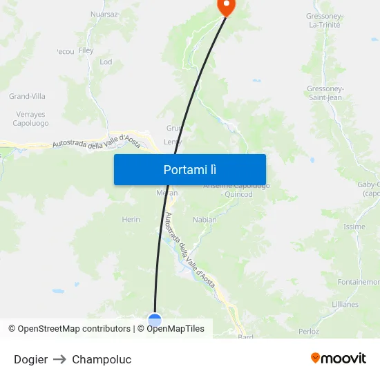 Dogier to Champoluc map