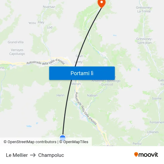 Le Mellier to Champoluc map