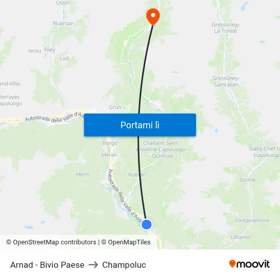 Arnad - Bivio Paese to Champoluc map