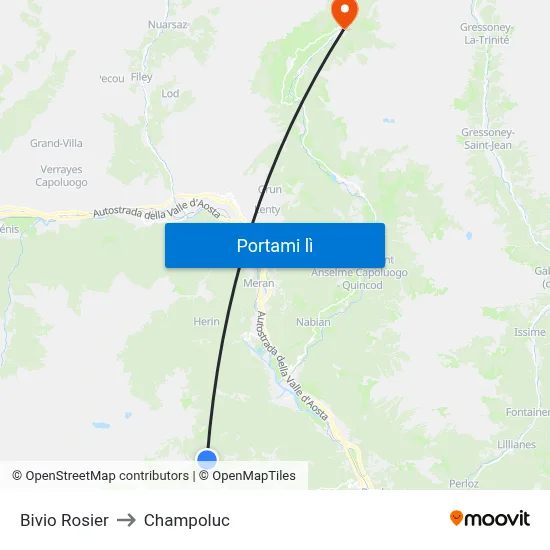 Bivio Rosier to Champoluc map