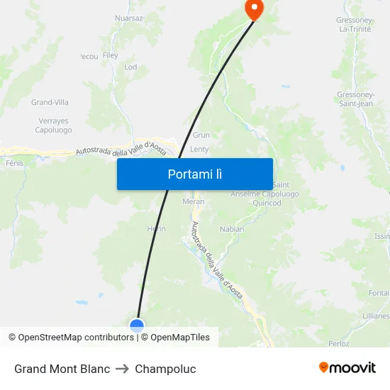 Grand Mont Blanc to Champoluc map