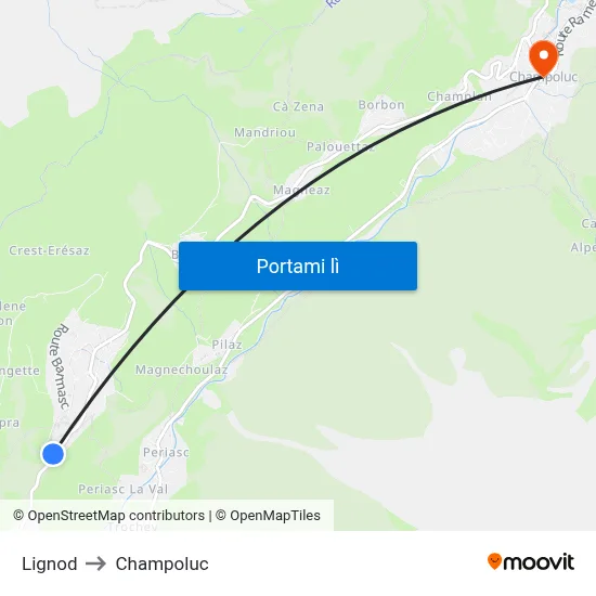 Lignod to Champoluc map