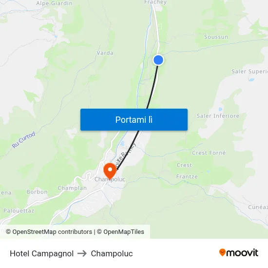Hotel Campagnol to Champoluc map