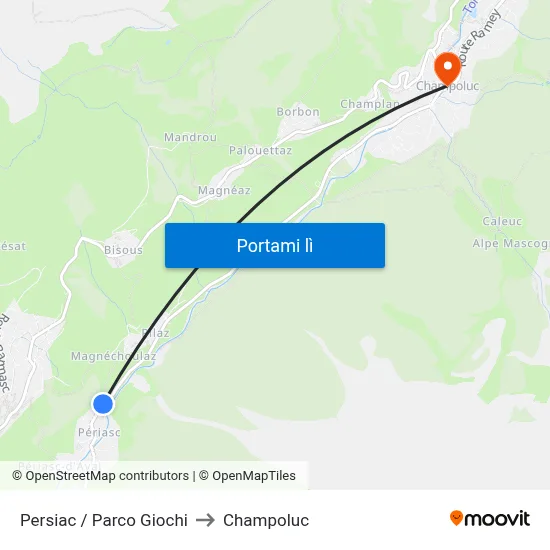 Persiac / Parco Giochi to Champoluc map