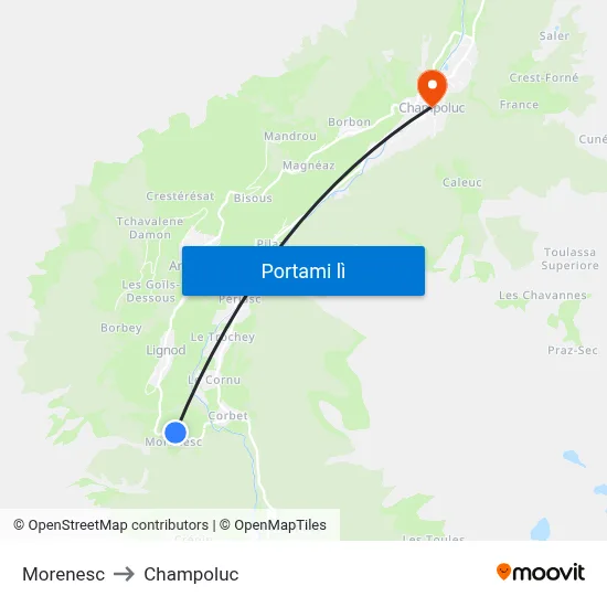 Morenesc to Champoluc map