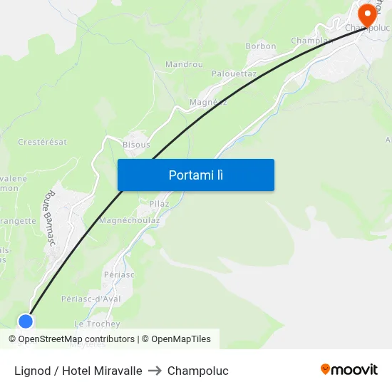 Lignod / Hotel Miravalle to Champoluc map