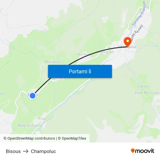 Bisous to Champoluc map