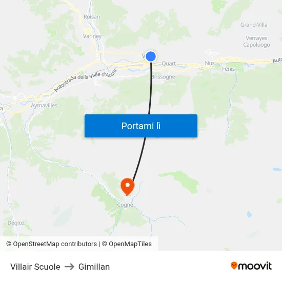 Villair Scuole to Gimillan map