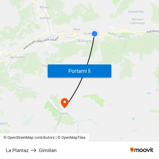 La Plantaz to Gimillan map