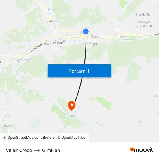 Villair Croce to Gimillan map