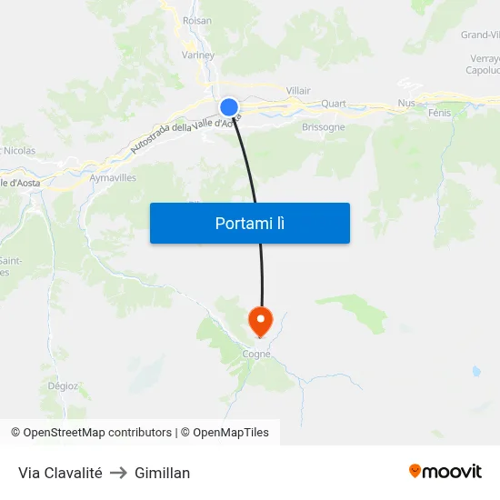 Via Clavalité to Gimillan map