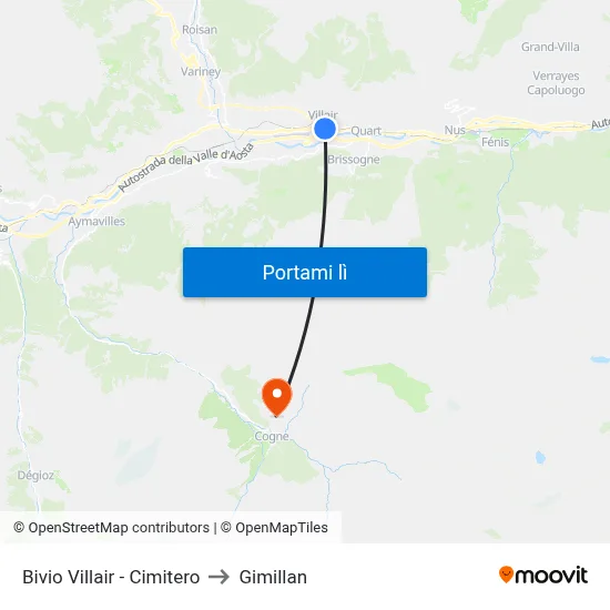 Bivio Villair - Cimitero to Gimillan map