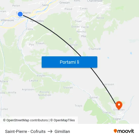 Saint-Pierre - Cofruits to Gimillan map